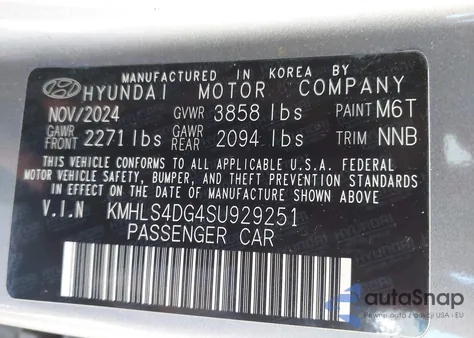2025 Hyundai Elantra Sel Convenience from USA, damaged, VIN KMHLS4DG4SU929251